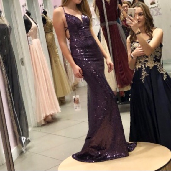 Alyce 60032 sequin prom dress in color “eggplant” - Picture 6 of 7